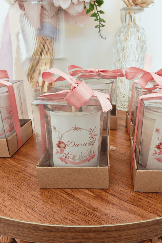 Kutulu Cam Bardak Mum Bebek Hediyelik