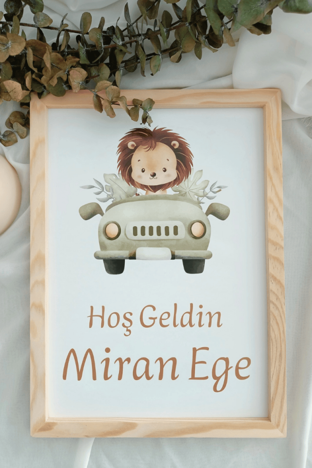 Aslan Tasarımlı Erkek Bebek Kapı Süsü / Pano