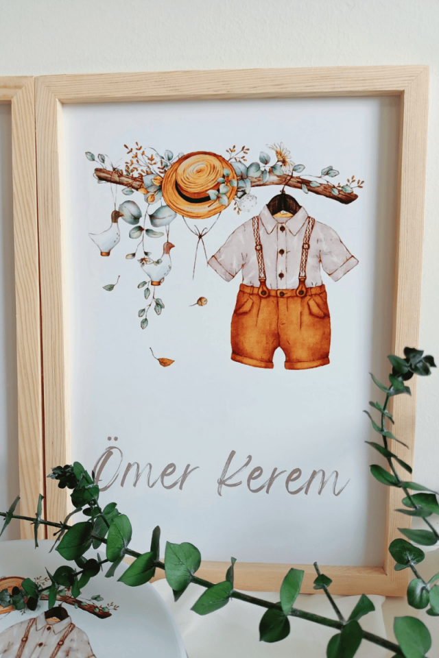 Bohem Tasarımlı Erkek Bebek Kapı Süsü / Pano