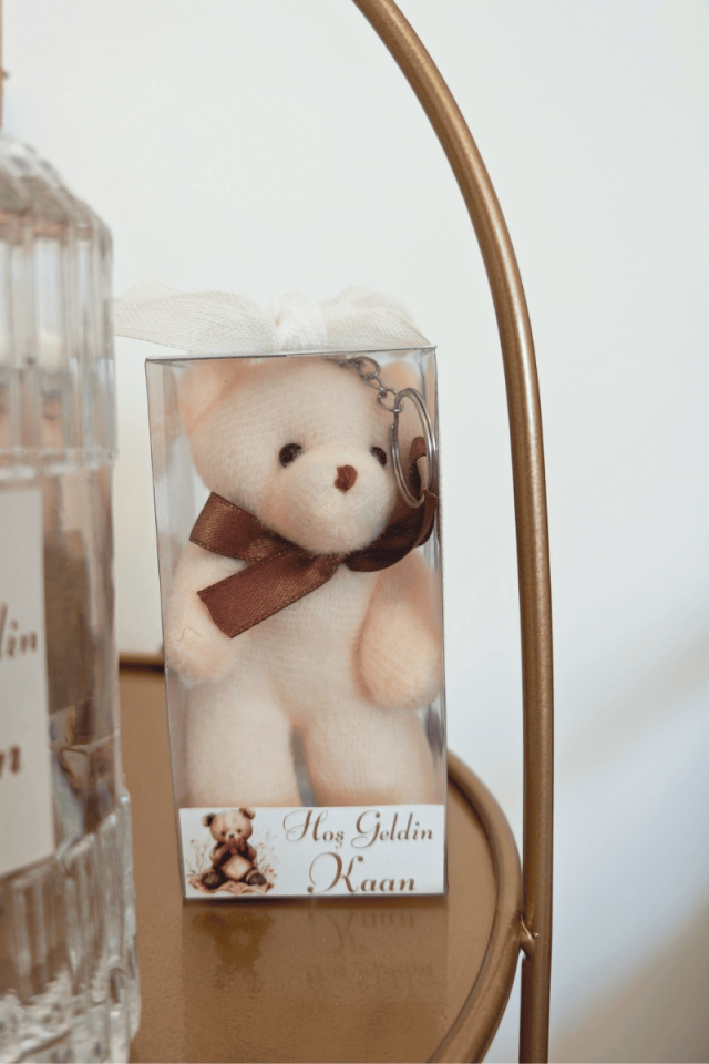 Kutulu Peluş Ayıcık Anahtarlık Bebek Hediyelik