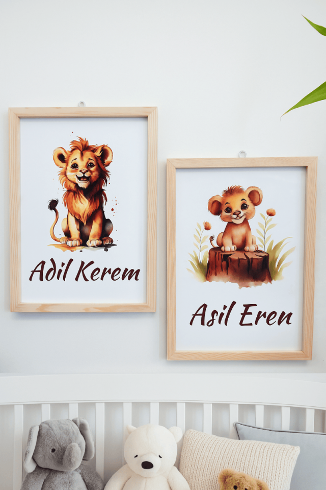Aslan Konsept 2' li Bebek Kapı Süsü / Pano