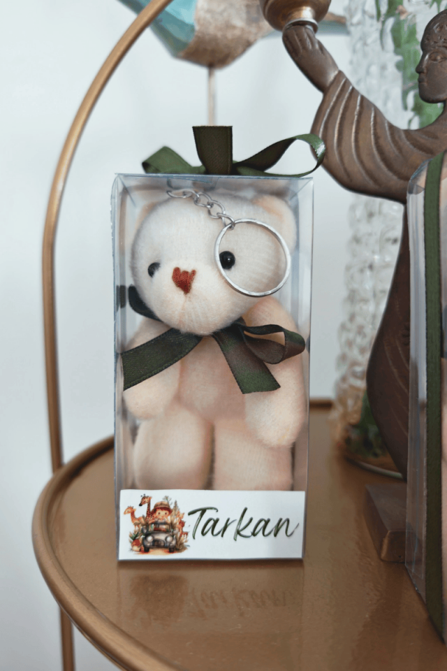 Kutulu Peluş Ayıcık Anahtarlık Erkek Bebek Hediyelik