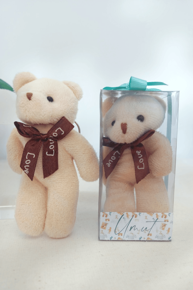 Kutulu Peluş Ayıcık Anahtarlık Erkek Bebek Hediyelik