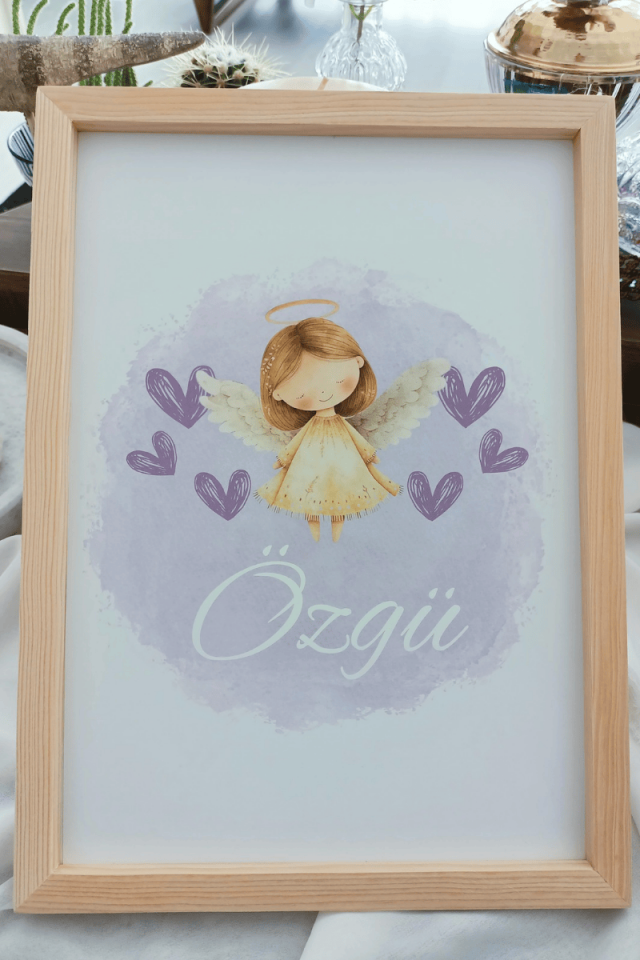 Melek Tasarımlı Kız Bebek Kapı Süsü / Pano