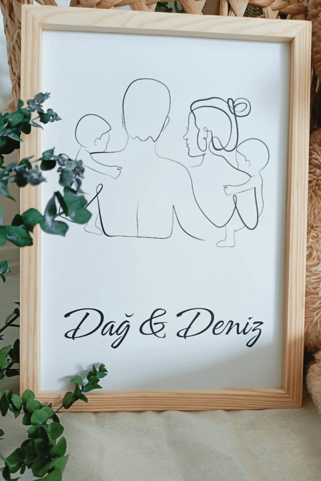 Aile Tasarımlı Bebek Kapı Süsü / Pano