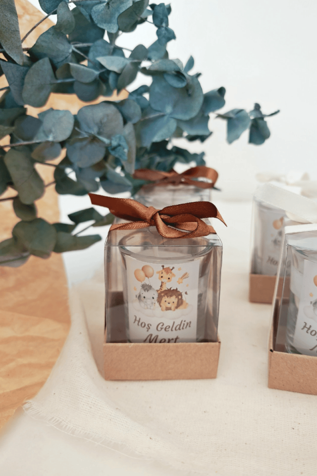 Kutulu Cam Bardak Mum Bebek Hediyelik