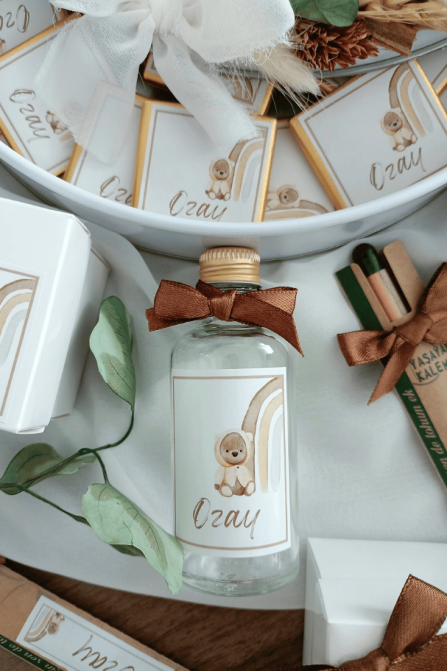 Cam Şişe Kolonya Erkek Bebek Hediyelik
