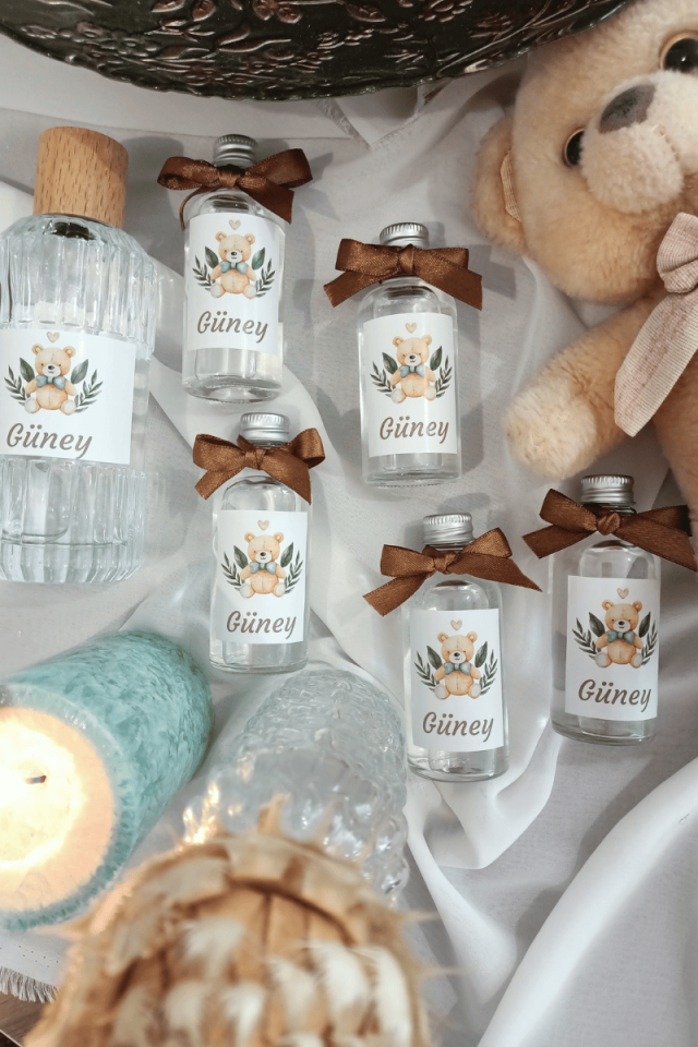 Cam Şişe Kolonya Erkek Bebek Hediyelik