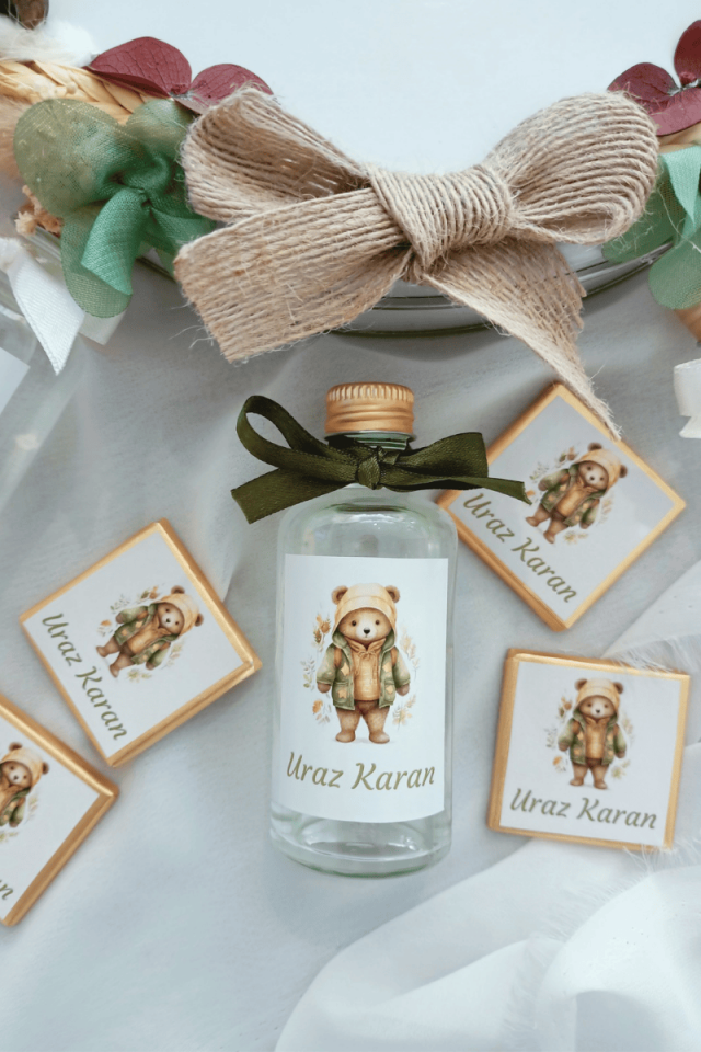 Cam Şişe Kolonya Erkek Bebek Hediyelik