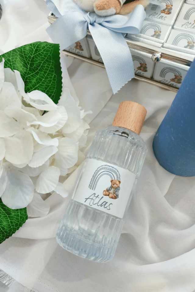 Gökkuşağı - Ayıcık Tasarımlı Erkek Bebek Büyük Boy İkramlık Kolonya