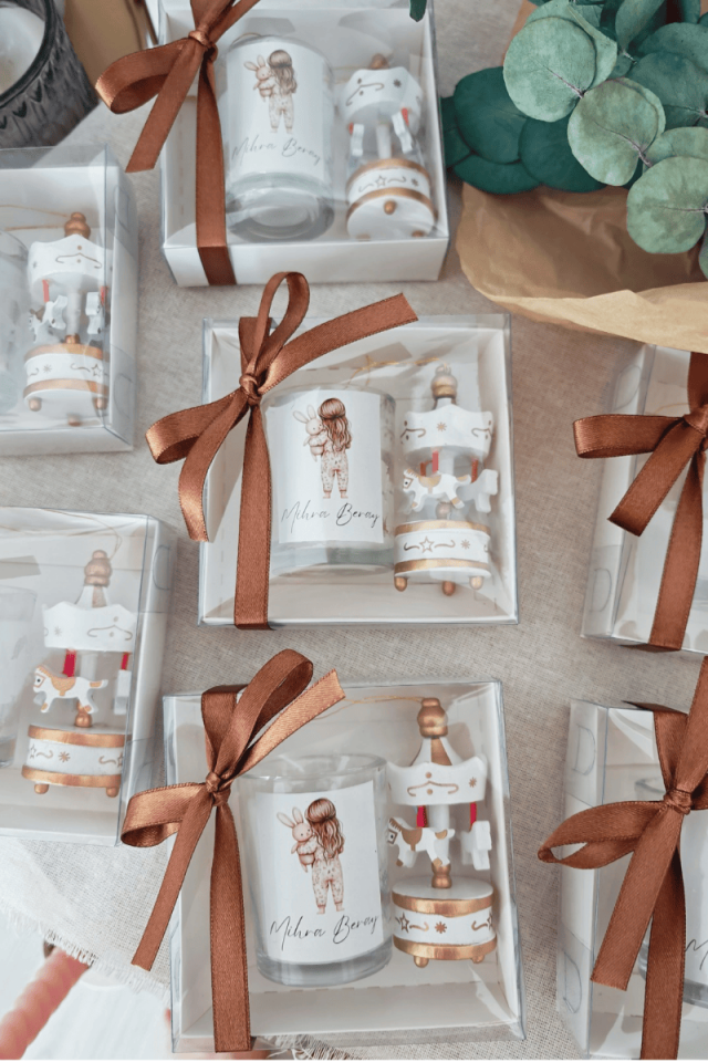 Atlı Karınca & Cam Bardak Mum Kutulu Set Bebek Hediyelik