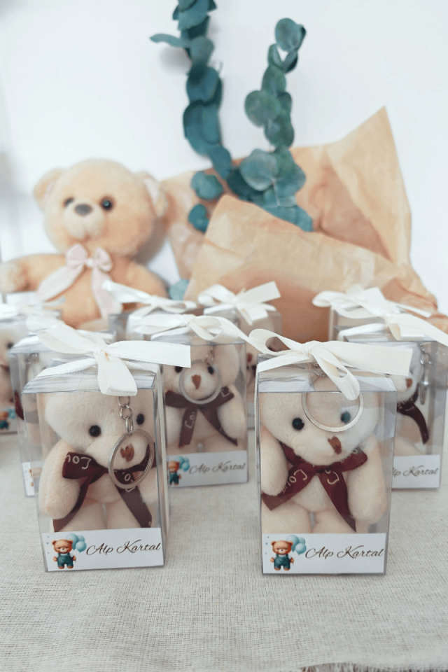 Kutulu Peluş Ayıcık Anahtarlık
