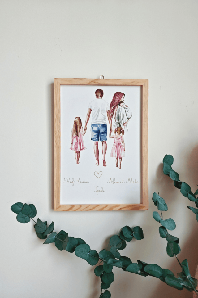 Aile Tasarımlı Bebek Kapı Süsü / Pano