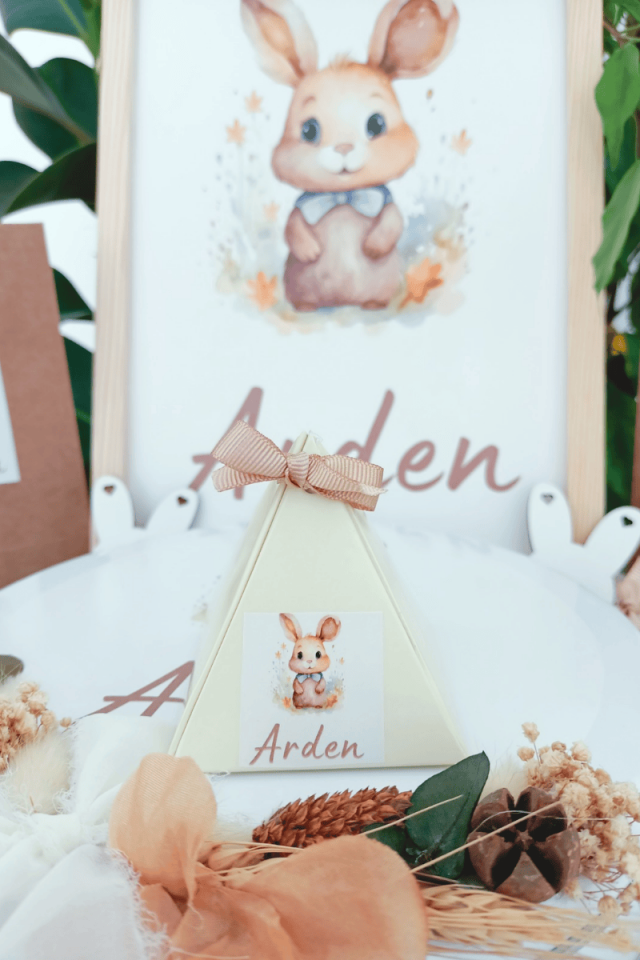 Kuş Lokumlu Piramit Kutu Bebek Hediyelik