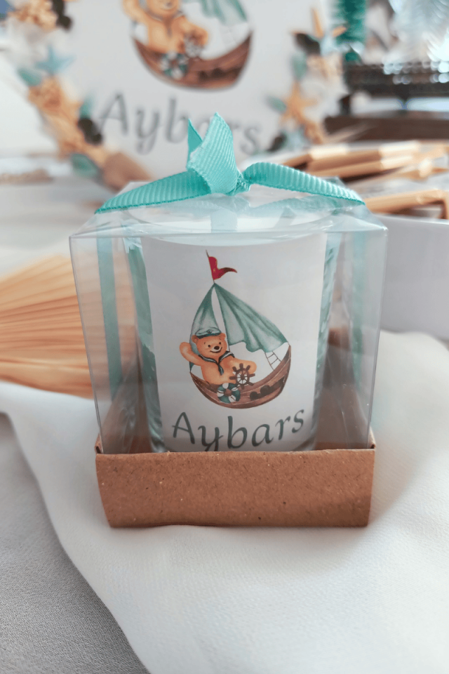 Kutulu Cam Bardak Mum Bebek Hediyelik