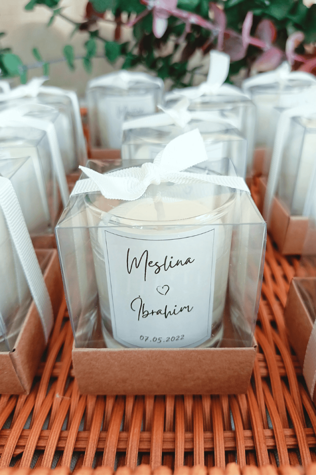 Kutulu Cam Bardak Mum Bebek Hediyelik