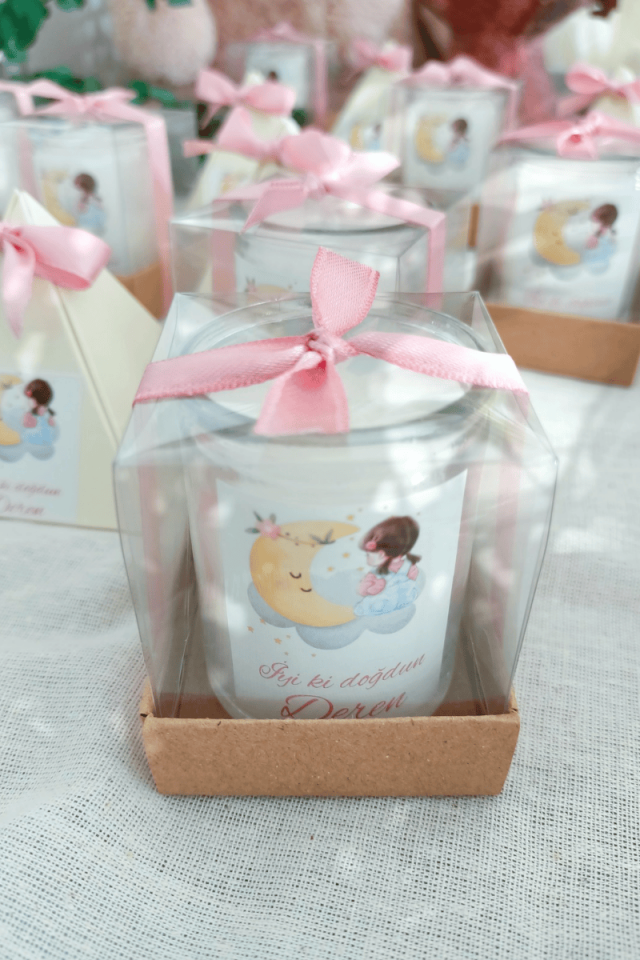 Kutulu Cam Bardak Mum Bebek Hediyelik