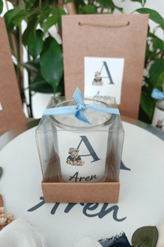 Kutulu Cam Bardak Mum Bebek Hediyelik