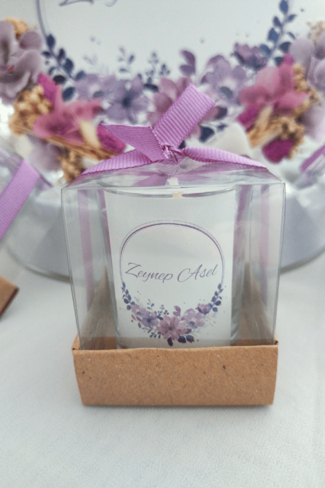 Kutulu Cam Bardak Mum Bebek Hediyelik