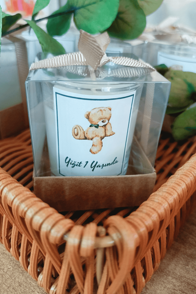 Kutulu Cam Bardak Mum Bebek Hediyelik