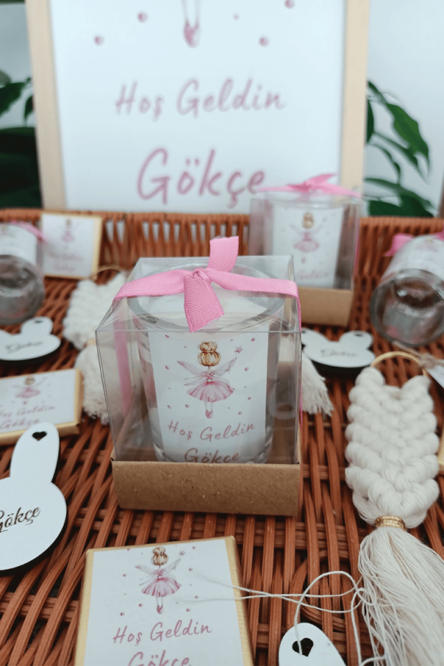 Kutulu Cam Bardak Mum Bebek Hediyelik