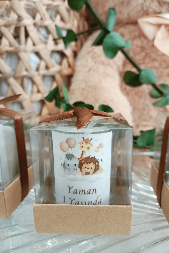 Kutulu Cam Bardak Mum Bebek Hediyelik