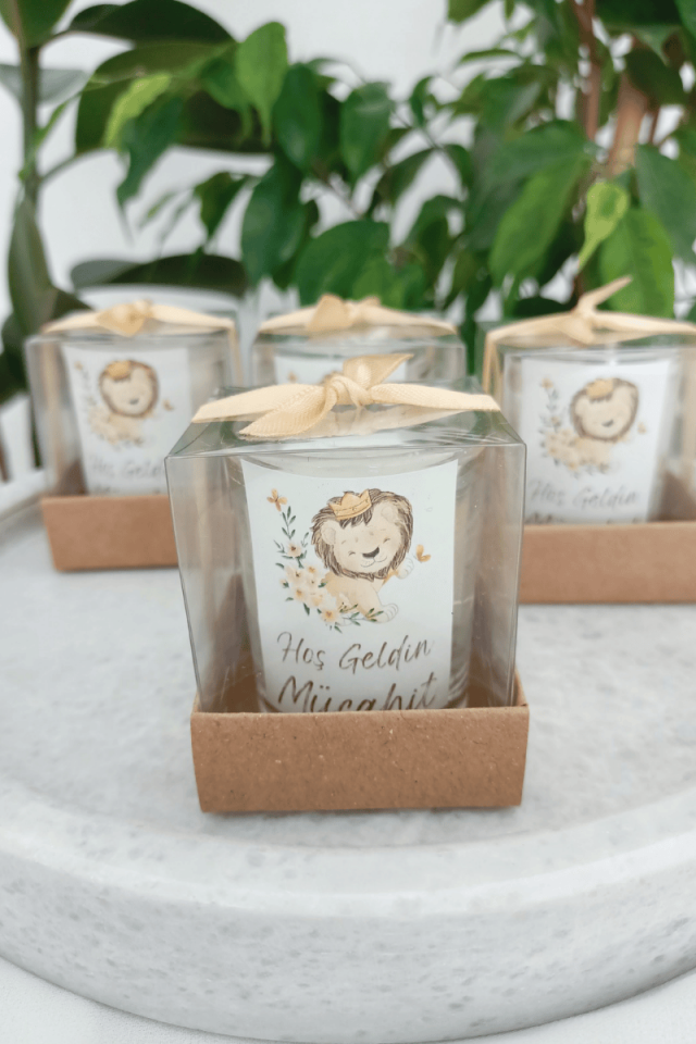 Kutulu Cam Bardak Mum Bebek Hediyelik