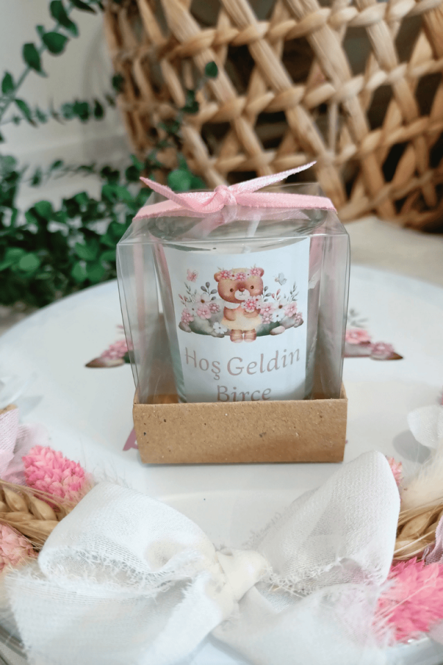 Kutulu Cam Bardak Mum Bebek Hediyelik