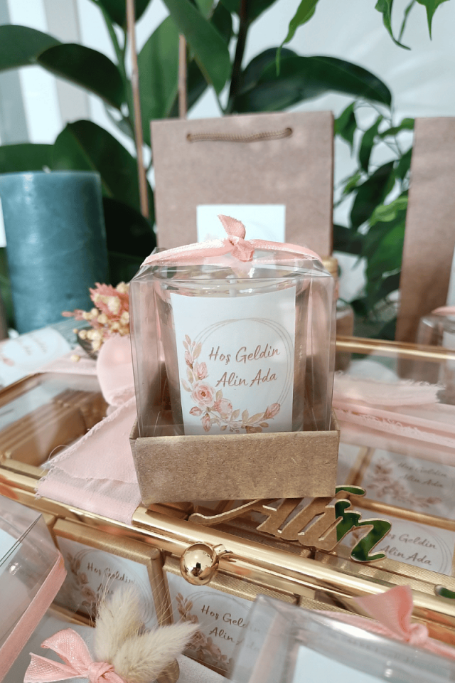 Kutulu Cam Bardak Mum Bebek Hediyelik