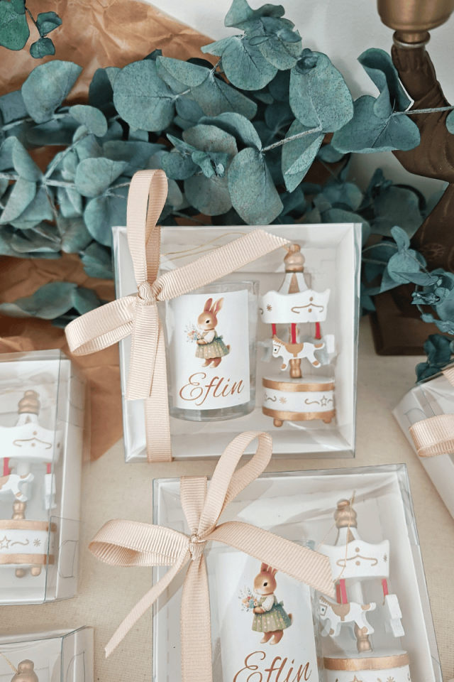 Atlı Karınca & Cam Bardak Mum Kutulu Set Kız Bebek Hediyelik